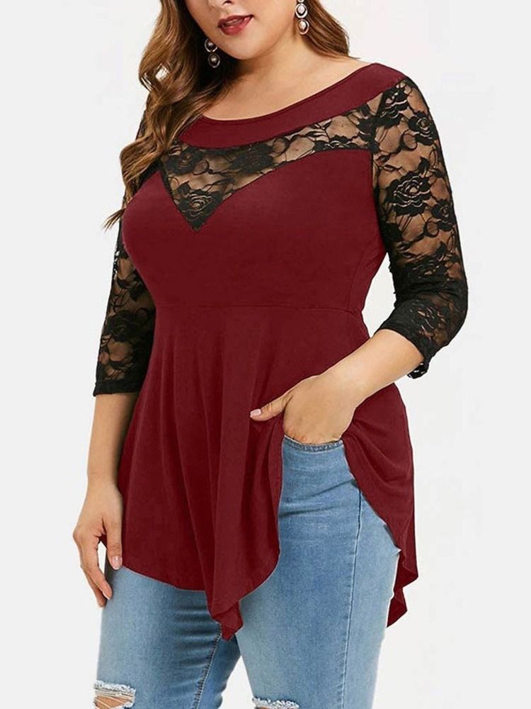 Mittellanges Dreiviertelärmeliges Damen-t-shirt Mit Blumenmuster