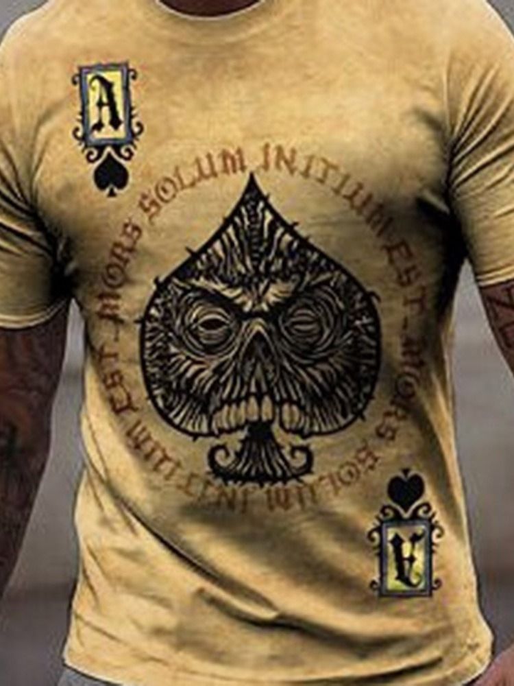 Poker Print Rundhals Casual Pullover Herren Slim T-shirt