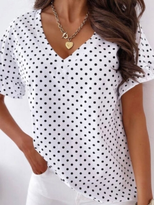 Polka Dots Standard Kurzarm Fashion Loose Damen T-shirt