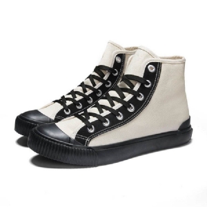 Canvas Color Block Lace-up High-cut Upper Round Toe Herren Skateschuhe