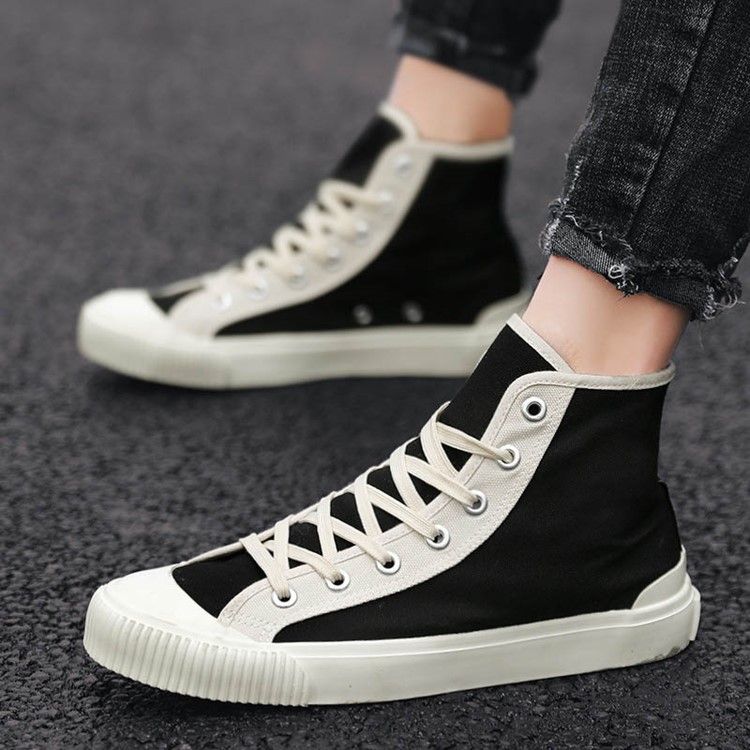 Canvas Color Block Lace-up High-cut Upper Round Toe Herren Skateschuhe