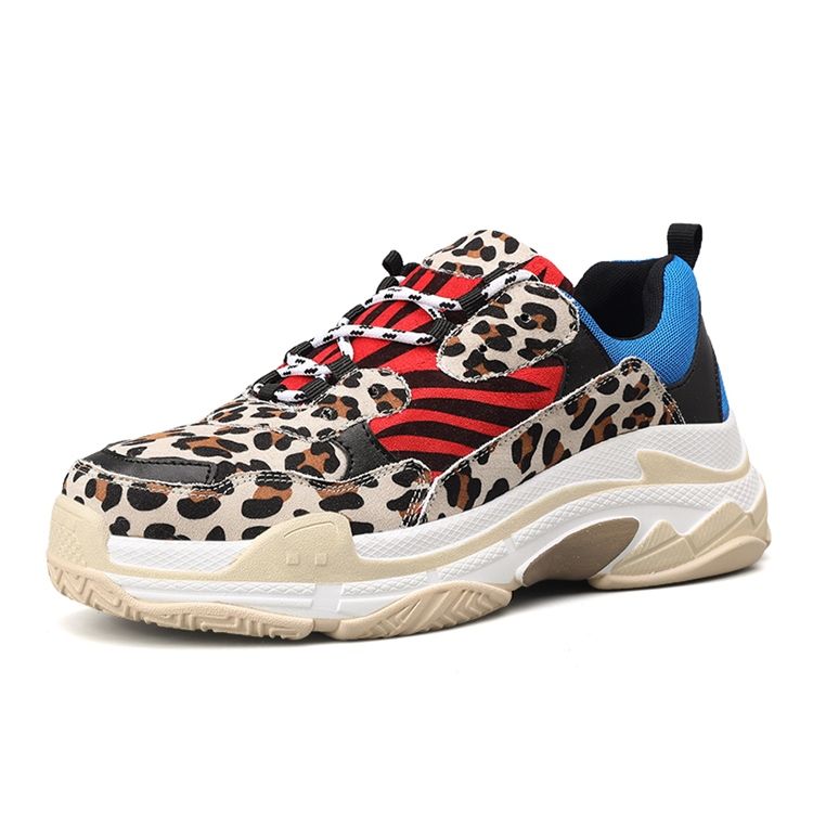 Leopard Print Low-cut Upper Lace-up Herren Sneakers