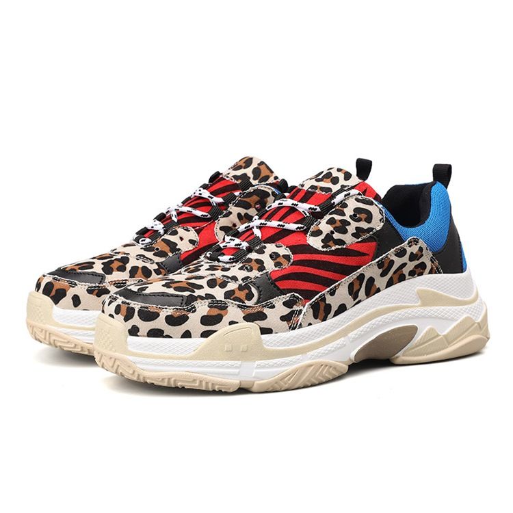 Leopard Print Low-cut Upper Lace-up Herren Sneakers