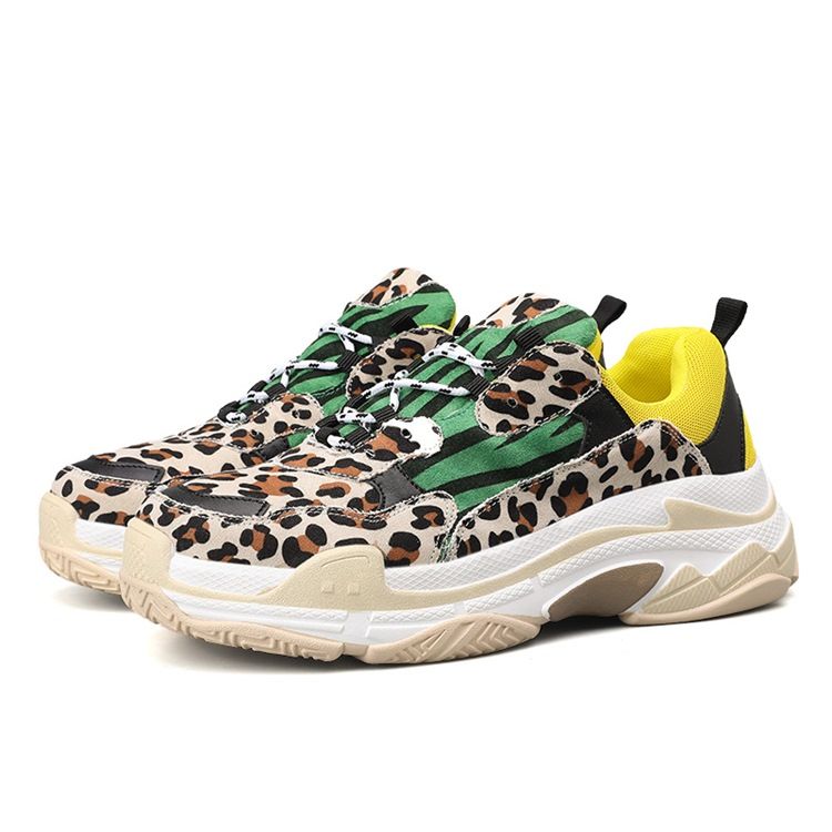 Leopard Print Low-cut Upper Lace-up Herren Sneakers