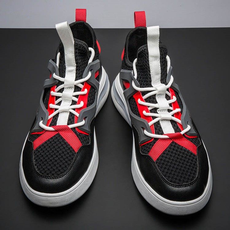 Mesh Color Block Lace-up Round Toe Herren Laufschuhe