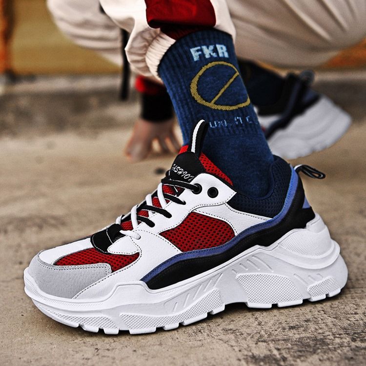 Mesh Color Block Round Toe Herren Sneakers