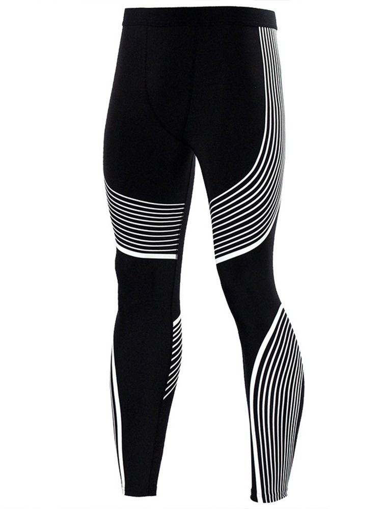 Atmungsaktive Herren-trainingsleggings Mit Streifendruck Print