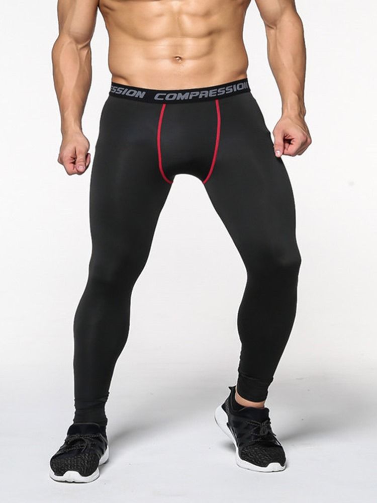 Herren Anti-schweiß Color Block Polyester Sport Leggings