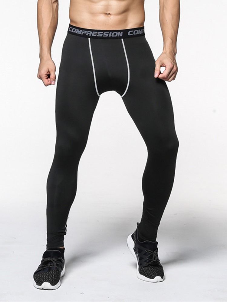 Herren Anti-schweiß Color Block Polyester Sport Leggings