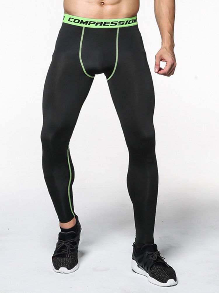 Herren Anti-schweiß Color Block Polyester Sport Leggings