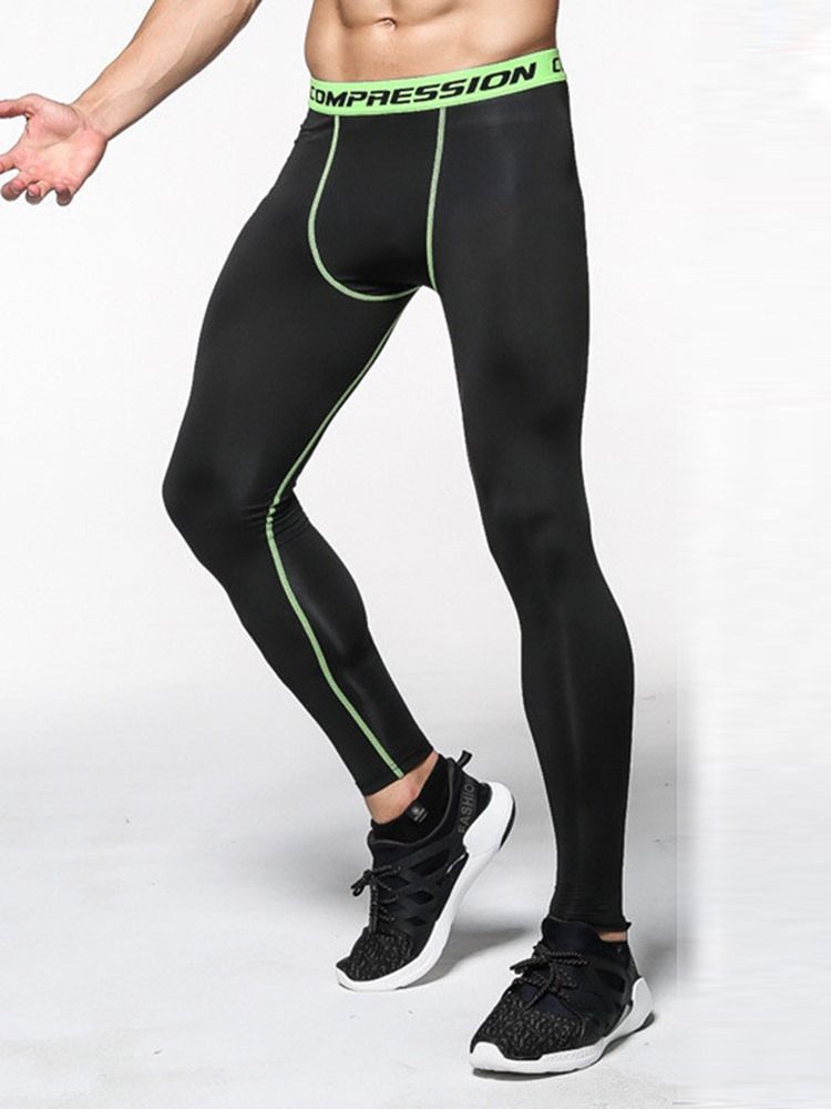 Herren Anti-schweiß Color Block Polyester Sport Leggings