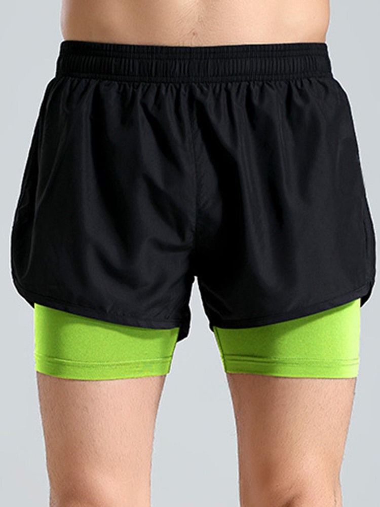 Herren Farbblock Patchwork Gym Sport Shorts Sommerhose