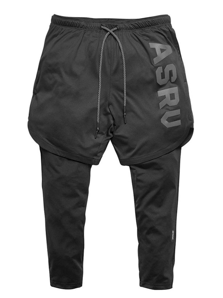 Herren Gefälschte Zweiteilige Brieftasche Gym Sport Shorts Hosen