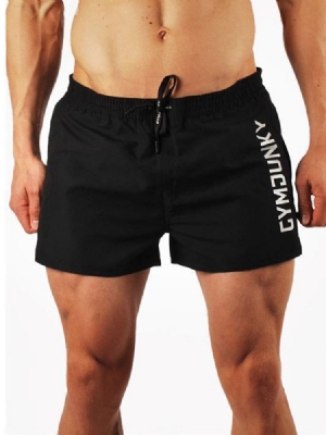 Herren Schnell Trocknende Atmungsaktive Sommersportshorts Mit Buchstabendruck