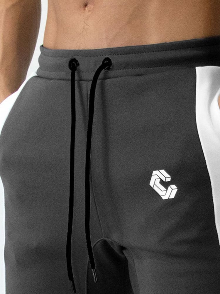 Herren Sporthose Aus Baumwolle Mit Buchstaben-reißverschluss