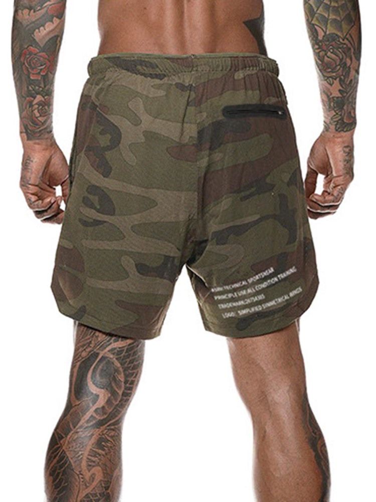 Herren Versteckte Tasche Camouflage Shorts Sommer Sporthose