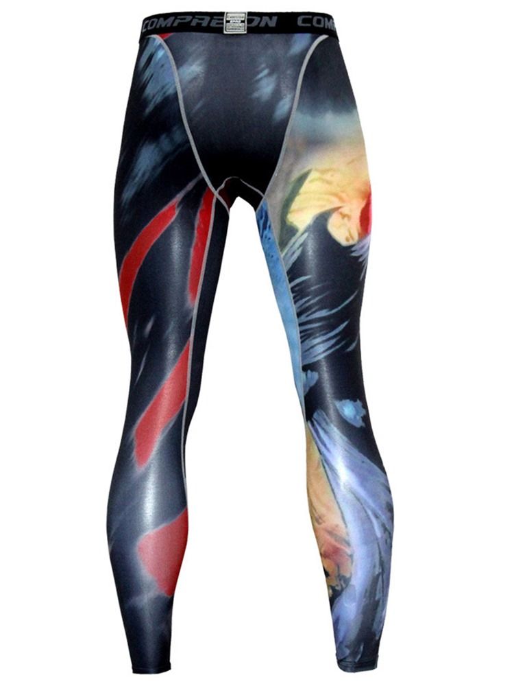 Männer Baumwollmischungen Atmungsaktive Leggings Mit Farbblock-print