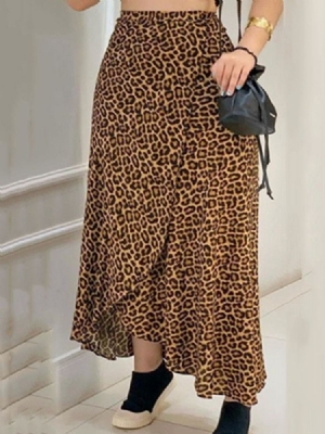 A-linie Leopard Knöchellanger Damen Lässiger Rock Mit Mittlerer Taille