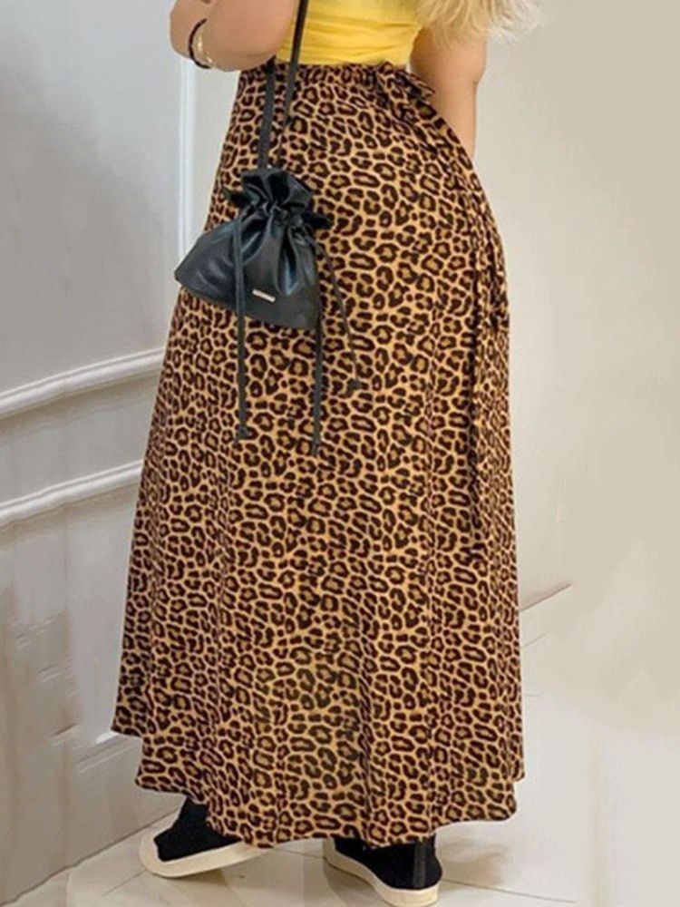 A-linie Leopard Knöchellanger Damen Lässiger Rock Mit Mittlerer Taille