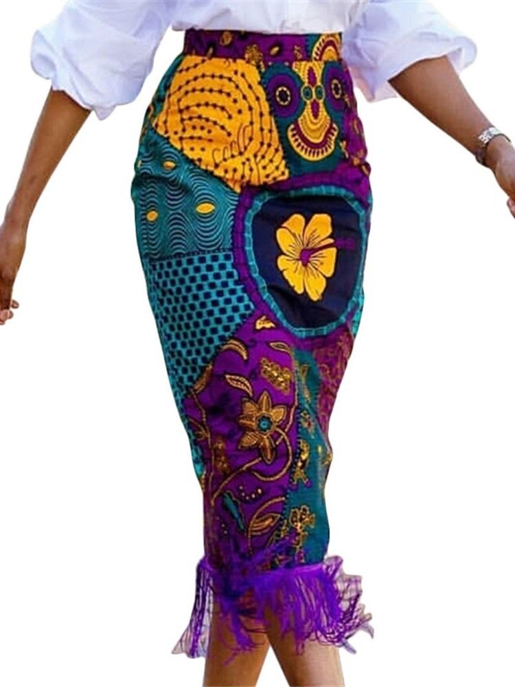 Frauen African Fashion Print Bodycon Color Block Blumenrock