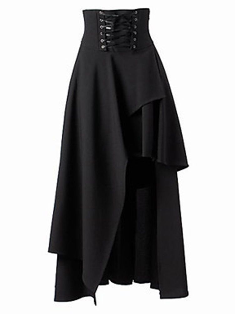 Halloween-kostüm Knöchellanger Asymmetrischer High-waist-schnürrock Für Damen