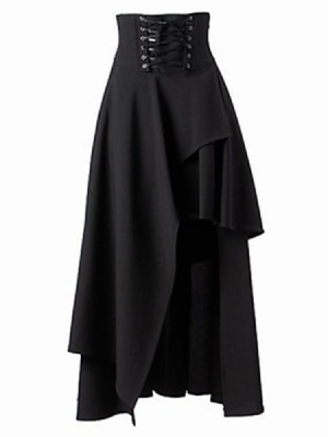 Halloween-kostüm Knöchellanger Asymmetrischer High-waist-schnürrock Für Damen