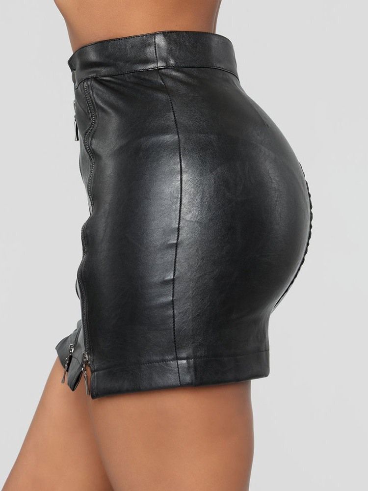 Minirock Plain Zipper High Waist Damen Sexy Rock