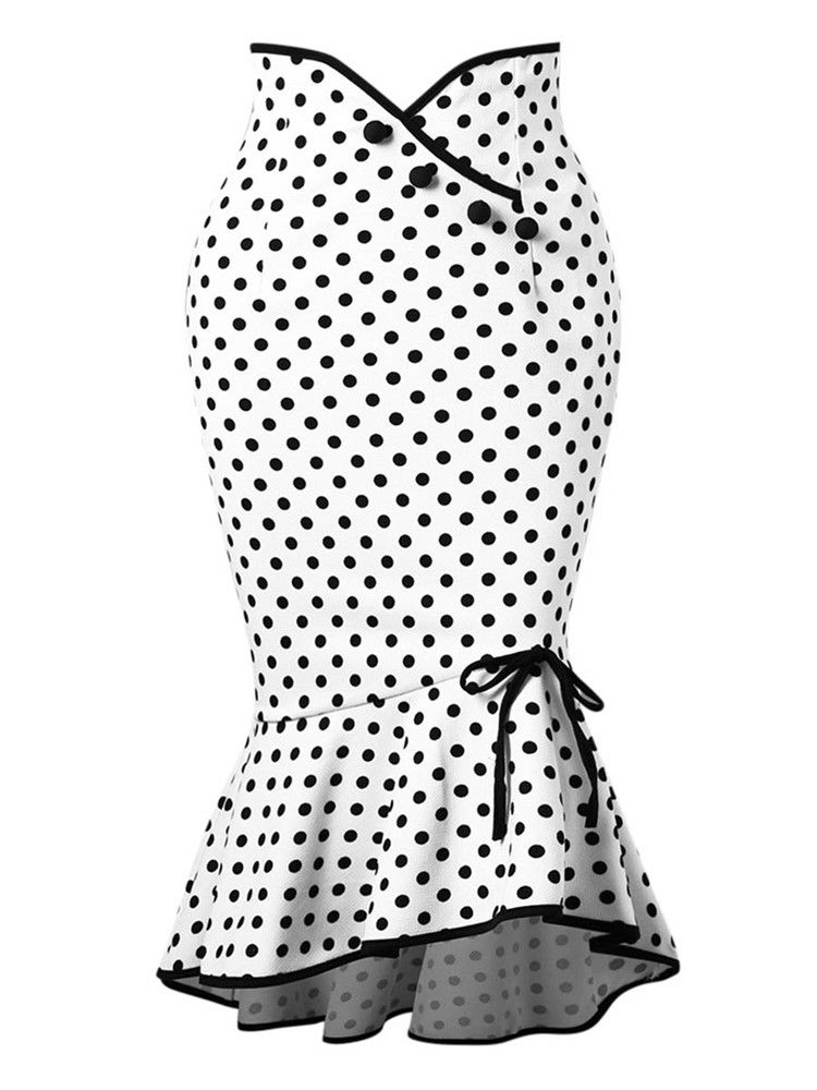 Polka Dots Bowknot Mermaid Damenrock Women