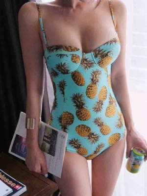 Damen-ananas-farbblock-print Sexy Bademode