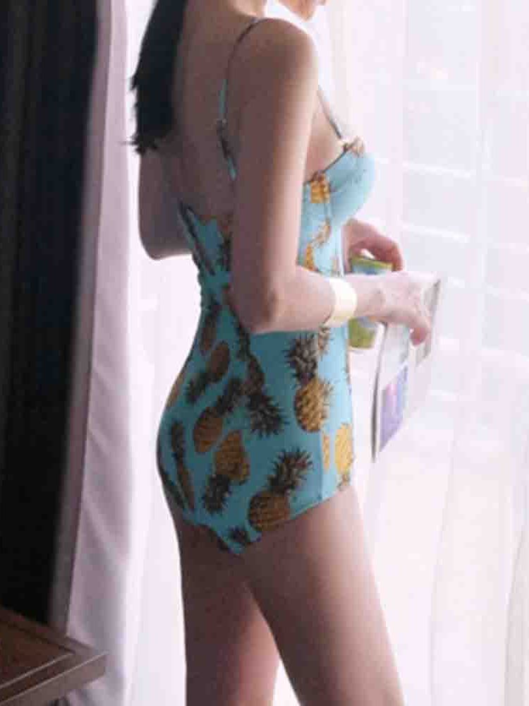 Damen-ananas-farbblock-print Sexy Bademode