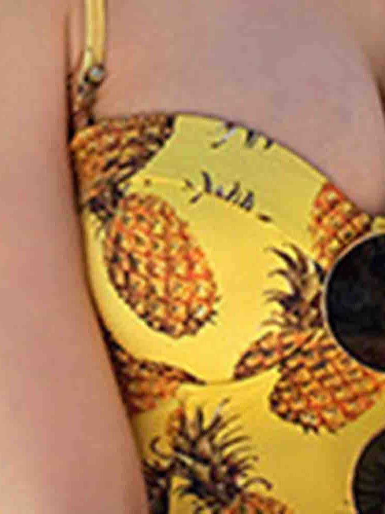 Damen-ananas-farbblock-print Sexy Bademode