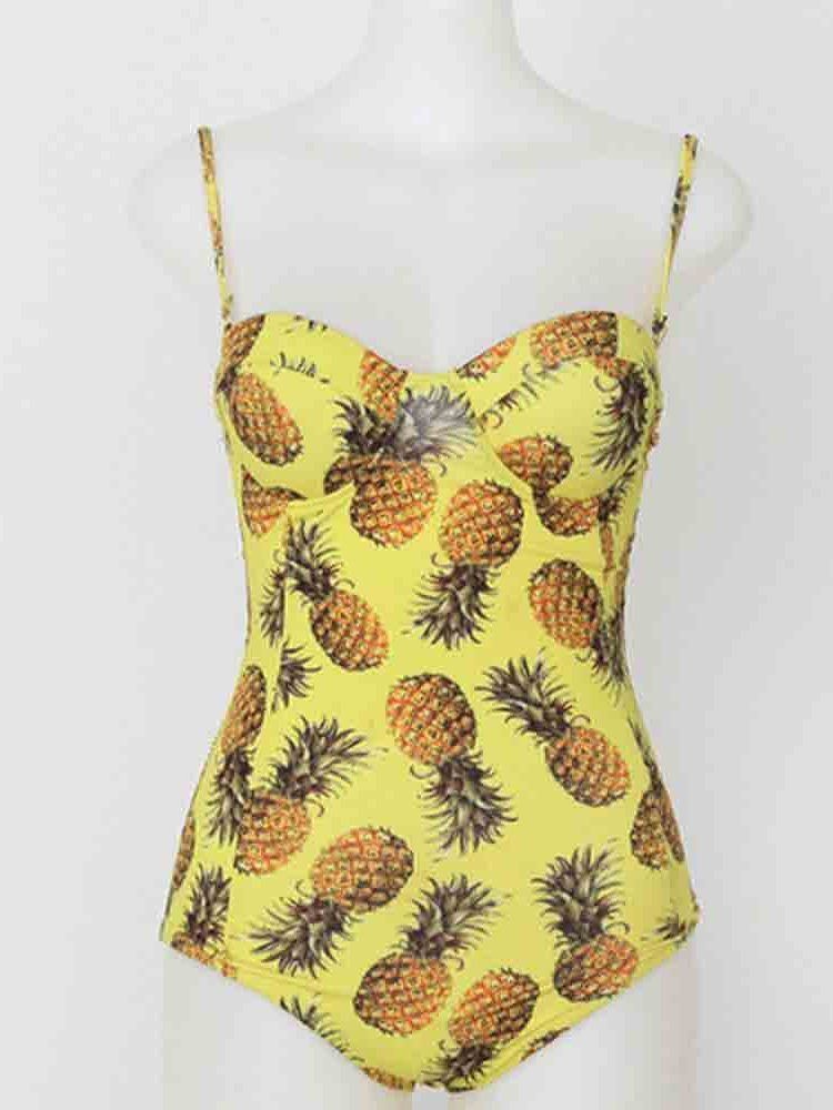 Damen-ananas-farbblock-print Sexy Bademode