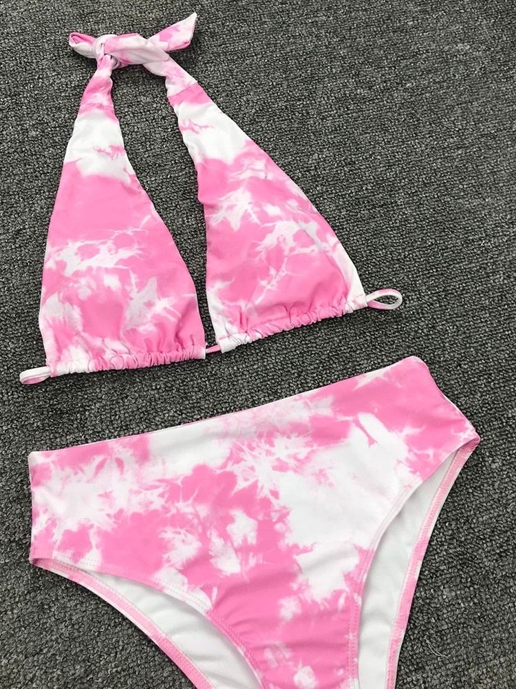 Damen-farbblock-tankini-set Mit Schnürung Und Bademode