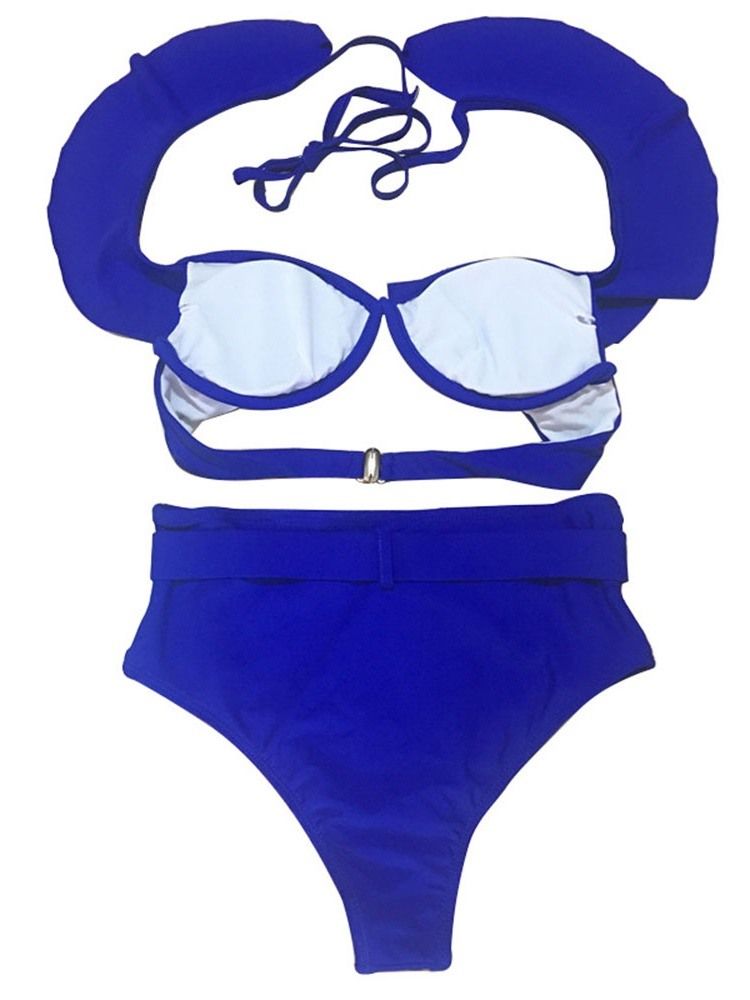 Damen Off-shulder Rüschen Ärmel Schnür-bikini-set Sexy Badeanzug