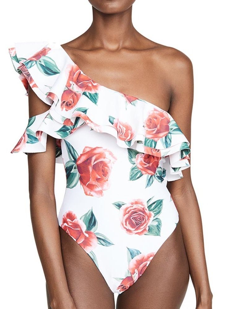 Damen-print Sexy Floral One-shoulder-bademode