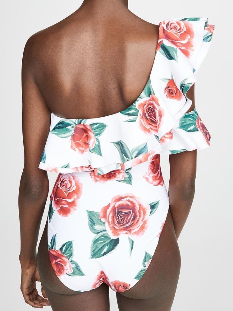 Damen-print Sexy Floral One-shoulder-bademode