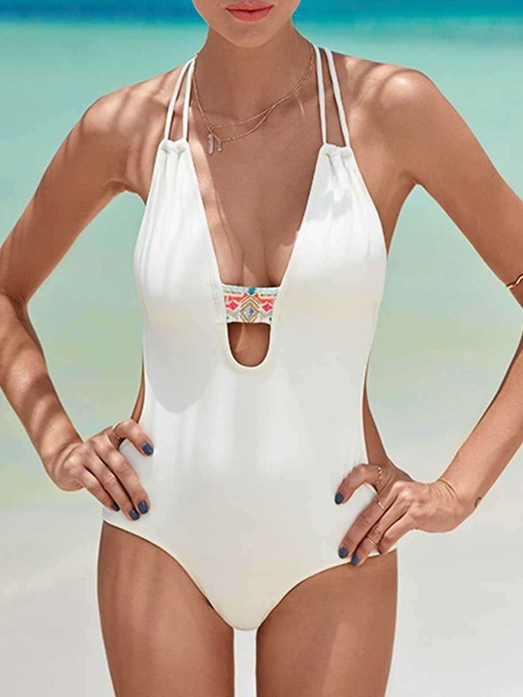 Sexy Plain Einteiler Damen Bademode Monokini