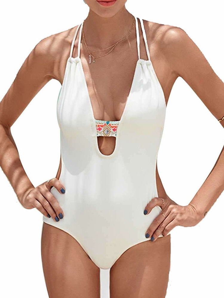 Sexy Plain Einteiler Damen Bademode Monokini