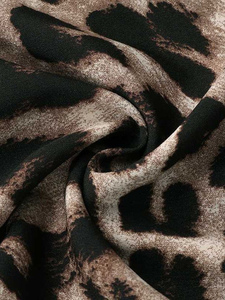 Leopard Laternenärmel Print Langarm Standard Damenbluse