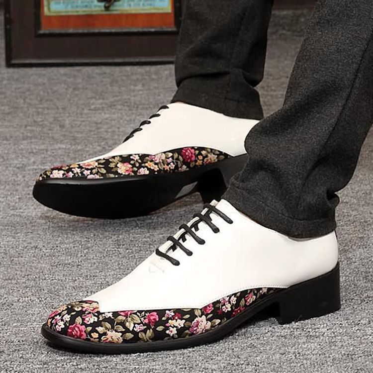 Blumen-patchwork-low-cut-obermaterial Für Herren Anzugschuhe