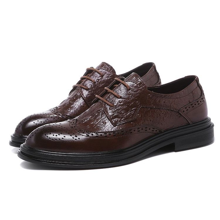 Einfarbige Schnürung Low-cut Upper Round Toe Herren Oxfords