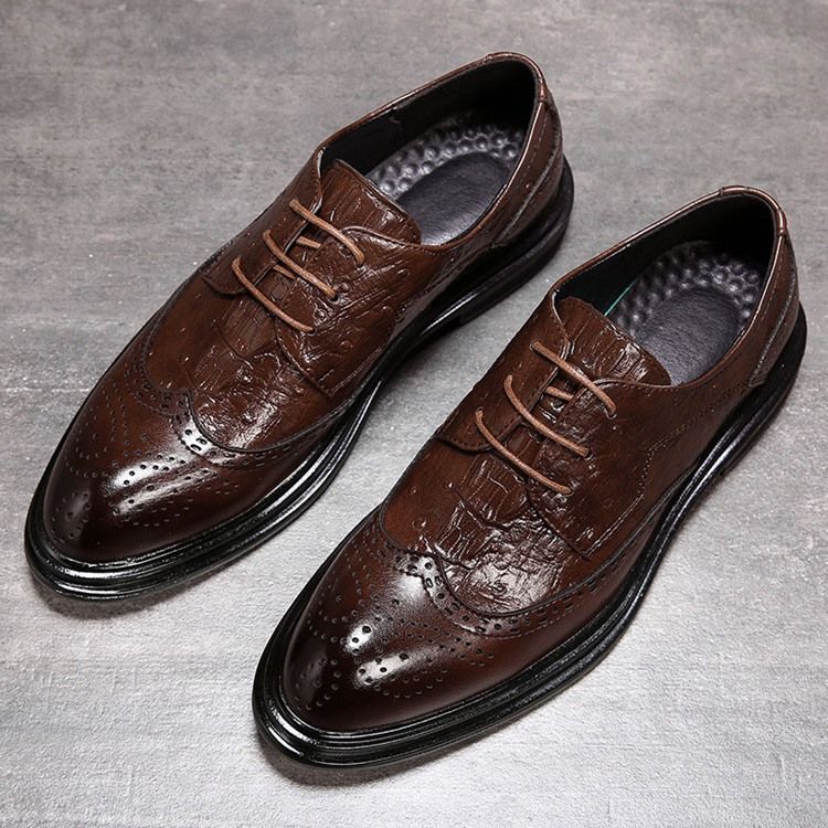 Einfarbige Schnürung Low-cut Upper Round Toe Herren Oxfords