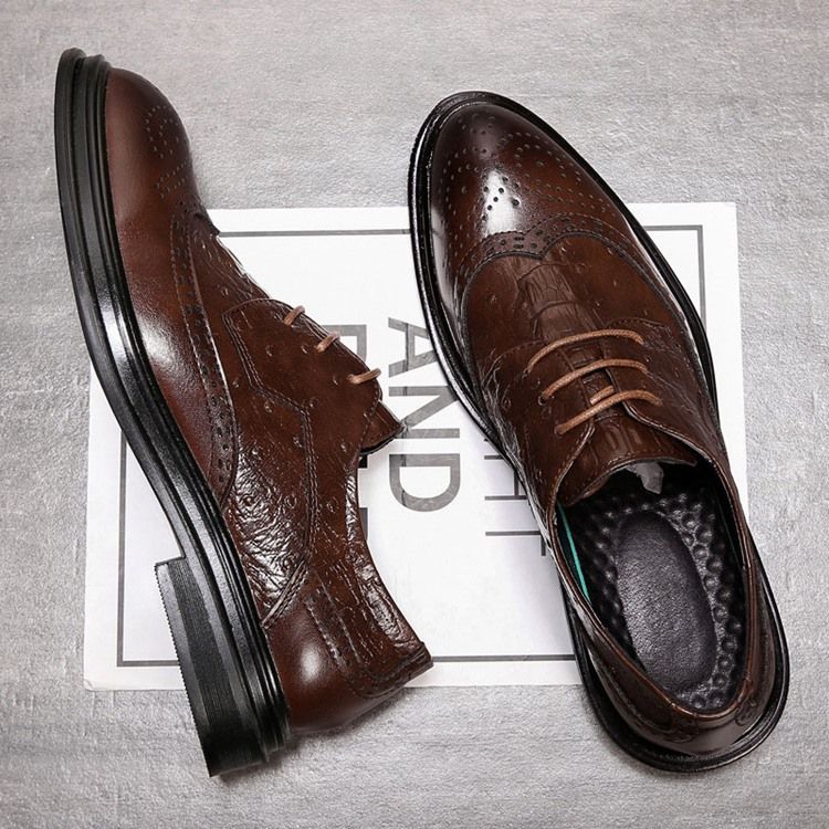 Einfarbige Schnürung Low-cut Upper Round Toe Herren Oxfords