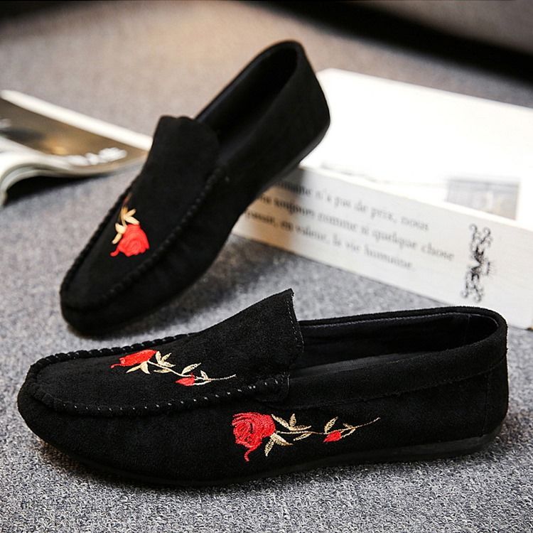 Floral Slip-on Flat Heel Cotton Thin Schuhe Herren Oxfords