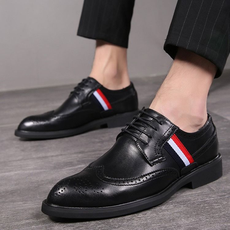 Herren Low-cut Upper Colour Block Round Toe Lederschuhe