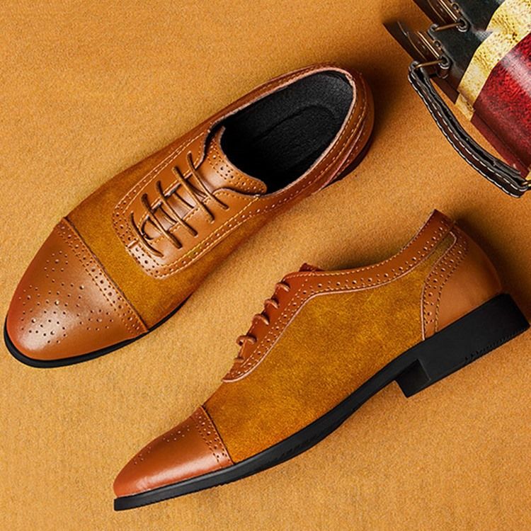 Patchwork Low-cut Upper Lace-up Herren Oxfords