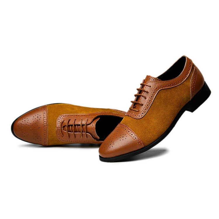 Patchwork Low-cut Upper Lace-up Herren Oxfords