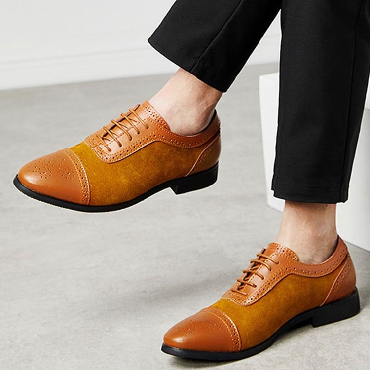 Patchwork Low-cut Upper Lace-up Herren Oxfords