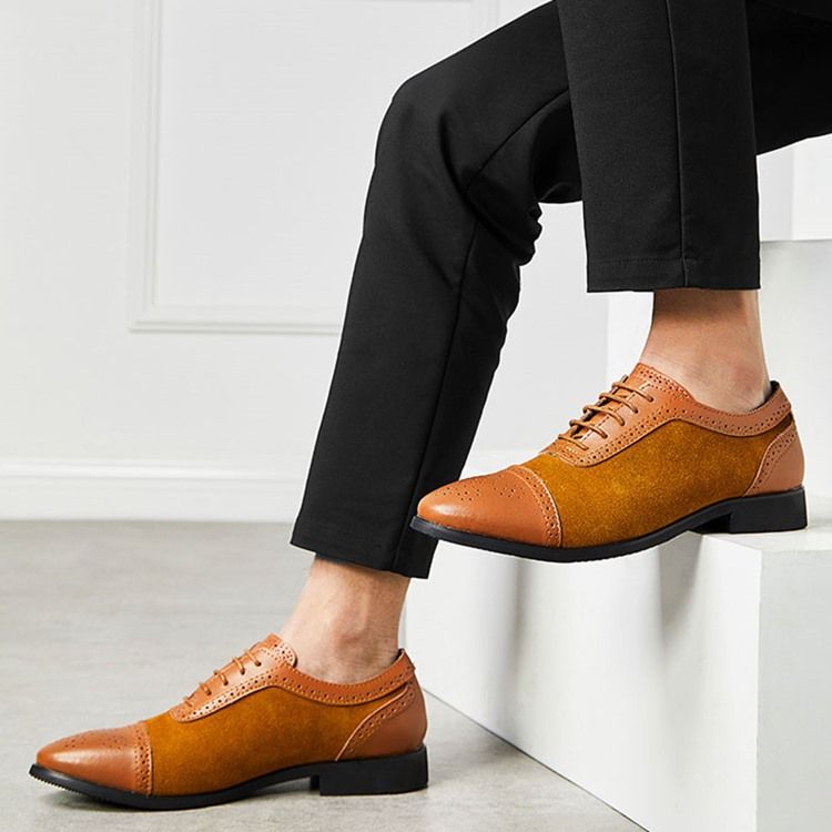 Patchwork Low-cut Upper Lace-up Herren Oxfords