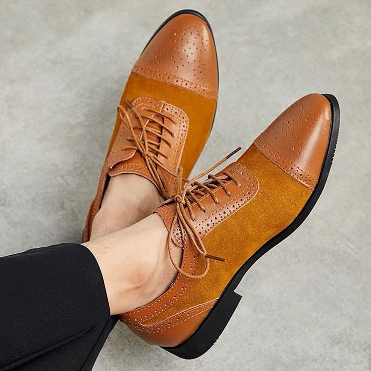 Patchwork Low-cut Upper Lace-up Herren Oxfords